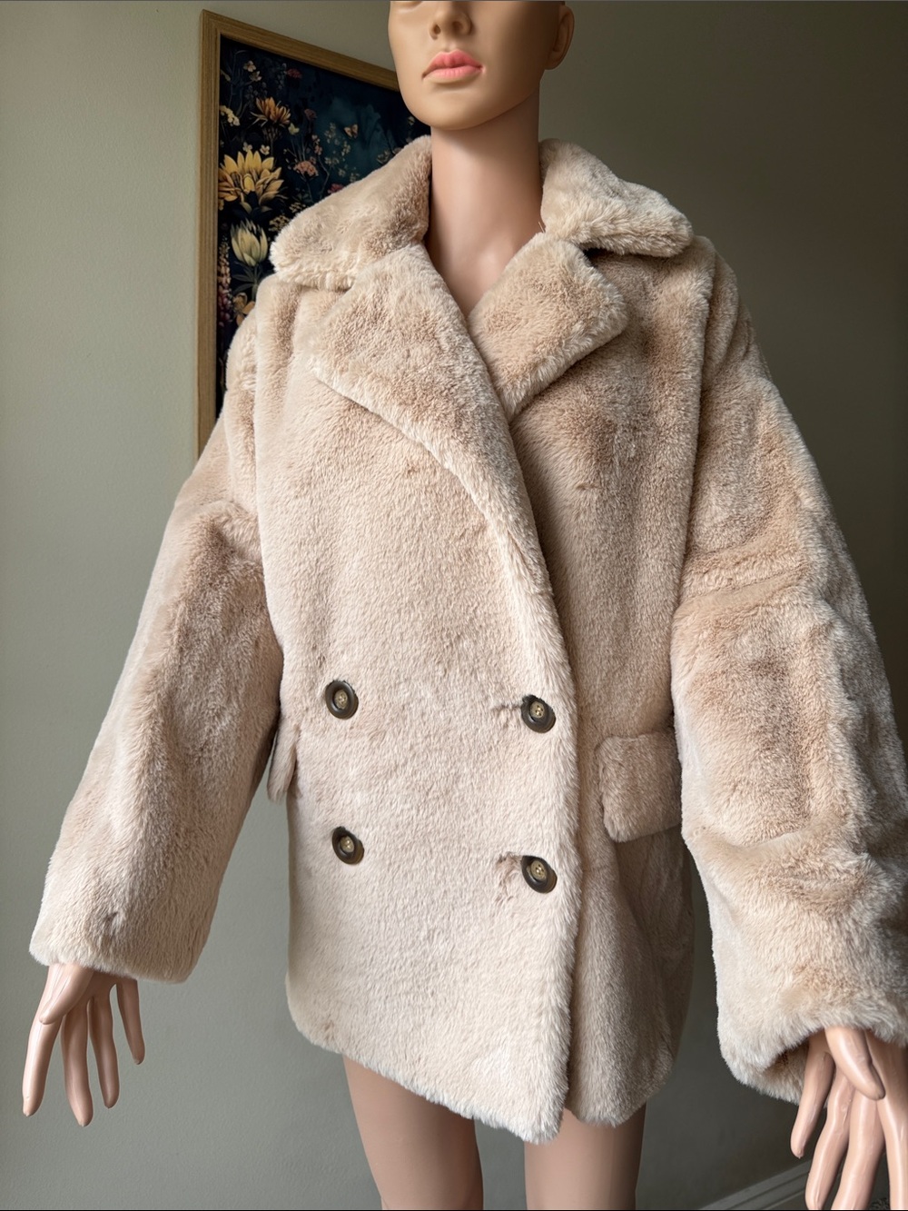 Free People faux fur Double-Breasted Teddy Jacket - Apricot